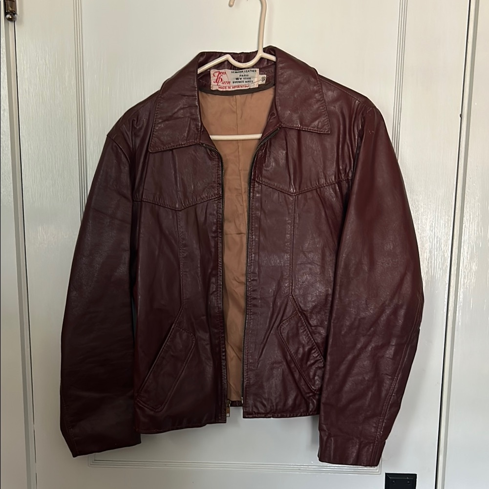 Men's Burgundy Genuine Leather Jacket